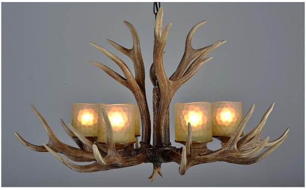 Deer antler candelabra chandelier Lighting with glass lampshade (WH-AC-12)