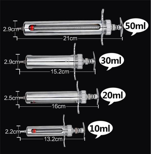 Pet Health Care 50ml Veterinary Metal Syringe 21CM Veterinary Injection Gun