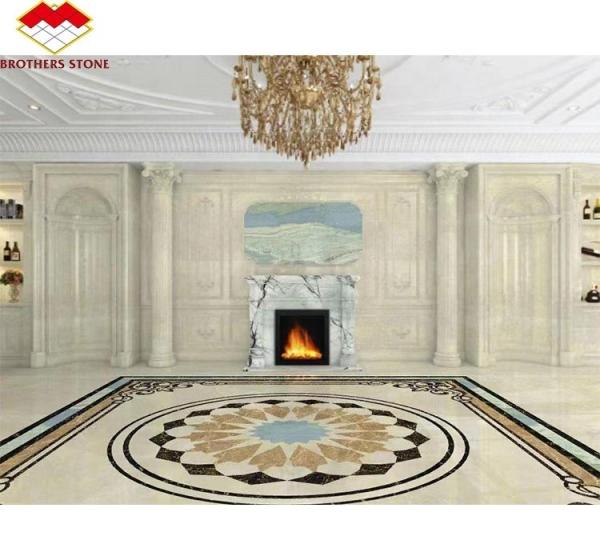 Indoor Fragrant Snow Plum Fireplace Surround in Arched French Style Stone for York Homes