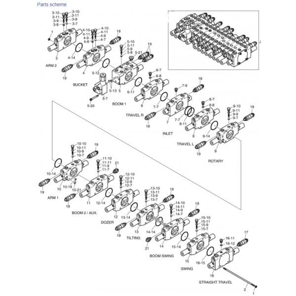 K1036660b Main Control Valve For Doosan Excavator DX55 DX60-7