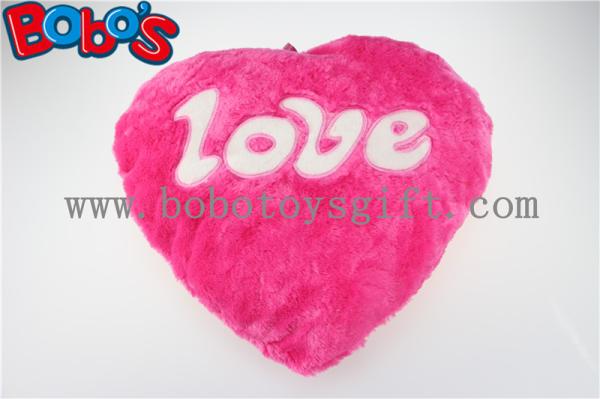 Pillow Case Plush Stuffed Hot Pink Heart Soft Cushion with Love Words