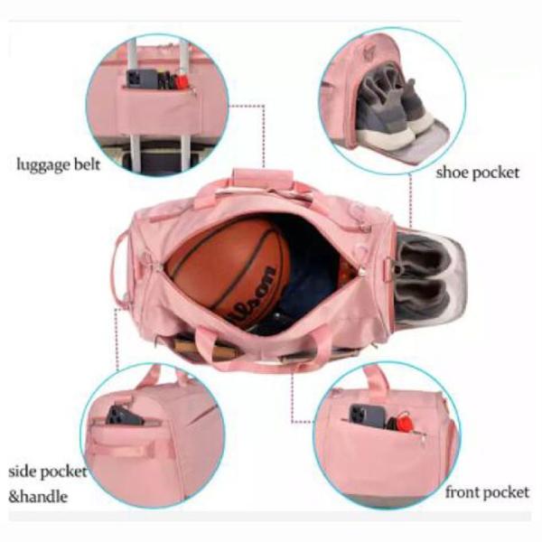 Custom Waterproof Duffel Bag With Shoe Compartments Gym Pink Dance Bag
