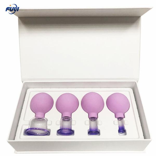 Os copos de vidro coloridos 2pcs da sução ajustaram copos da massagem do vácuo para colocar chinês da terapia do corpo e da massagem facial