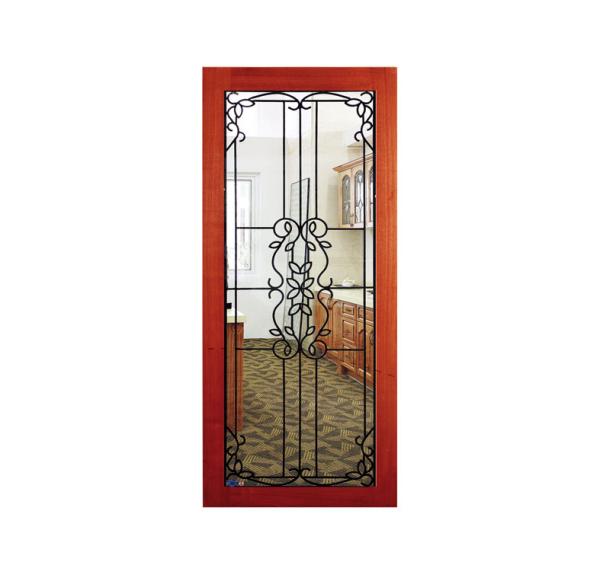 Wrought iron glass for wooden door