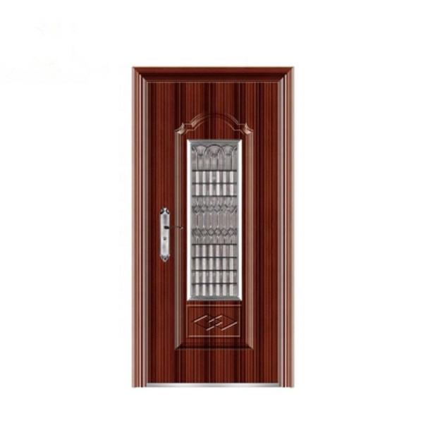 Security Steel Entry Doors , Exterior Entrance Door With Aluminium Strip