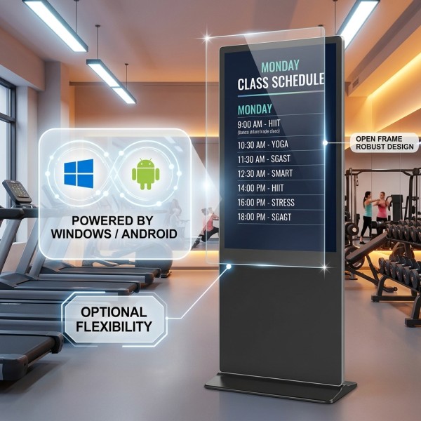 75 Inch Open Frame LCD Digital Signage Fitness Gym Display Interactive Infrared Touch 4K UHD