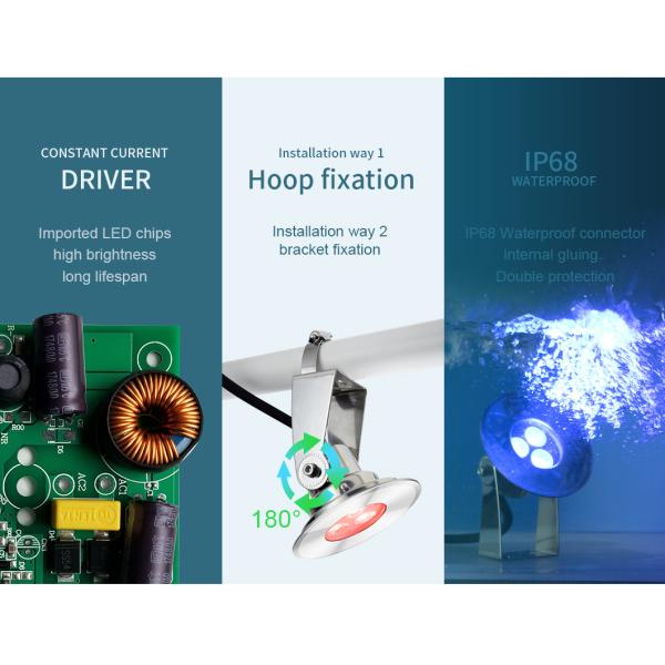 O controle 90LM externo conduziu FCC IP68 RGB das luzes 3W da associação com Ce Rohs