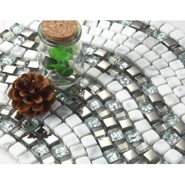 Ice Crack Glass Metal Mosaic Bathroom Backsplash Tile Special Chip Size