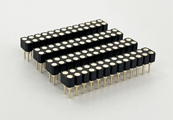 2.54mm Dual Row PCB H3.0mm 7.4mm Straight Brass Machined Round Female Header Connector