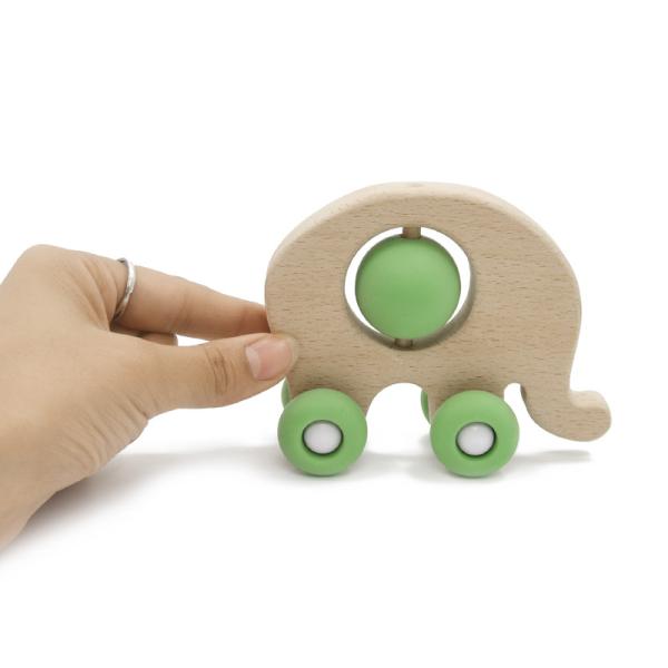 PVC Phthalate Lead Free Elephant Rattle Food Grade Silicone Car Toy