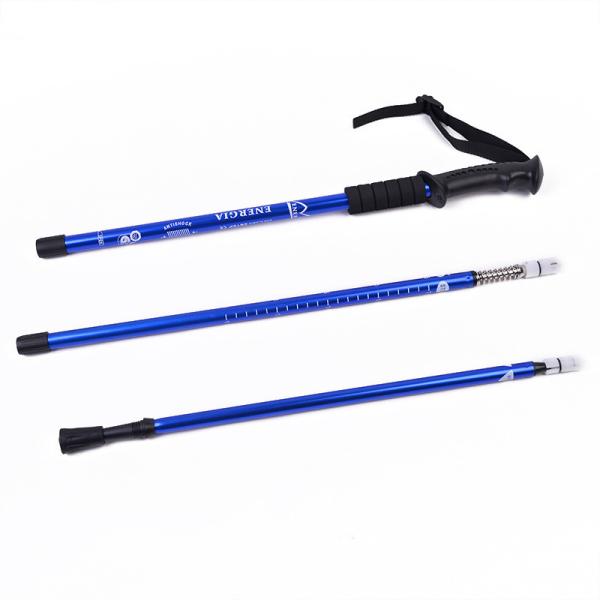 Blue Aluminum Telescopic Mountain Trekking Pole for Straight Handle Walking Cane