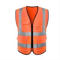 Veste reflexiva seca rápida industrial da segurança de construção do poliéster da veste da segurança com bolsos