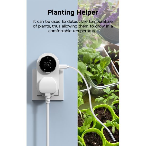 SIXWGH Smart Wi-Fi for Plug-in Thermostat 16A LED Screen APP/Voice Remote Control Heating Cooling NTC Sensor Home Aquarium