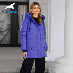 Stand-up Collar Hood Mid-length Cotton / Down Jacket Warmth Meets Fashion