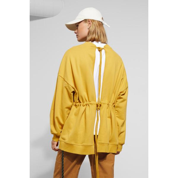 Fall Clothing Women Open Back Crewneck Blanket Sweatshirt
