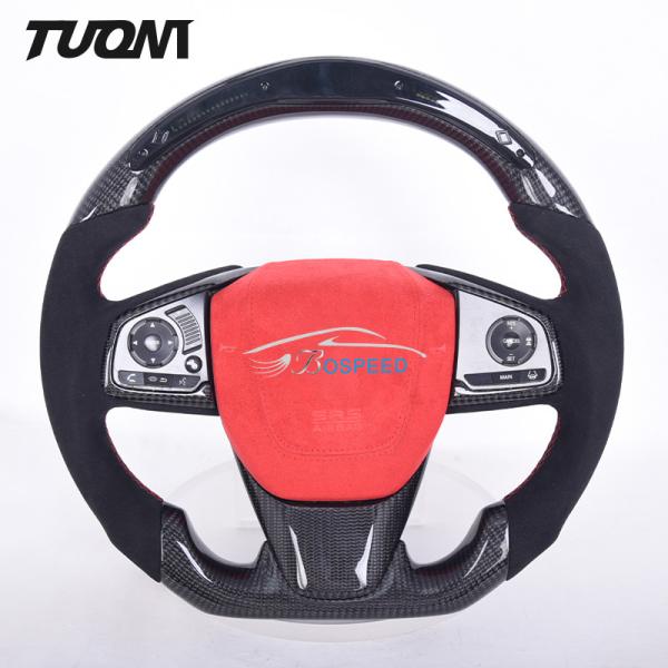 LED Smart Black Alcantara Carbon Fiber Steering Wheel For Honda Civic