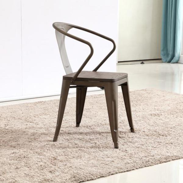 YLX-1100 Modern Steel Armrest Coffee Bar Dining Chair with Wood or Soft Cushion