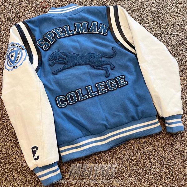 Custom Logo 100% Cashmere Leather Sleeves Embroidery Blank Couple College Baseball Men's Jacket Letterman Fleece Varsity Jacket