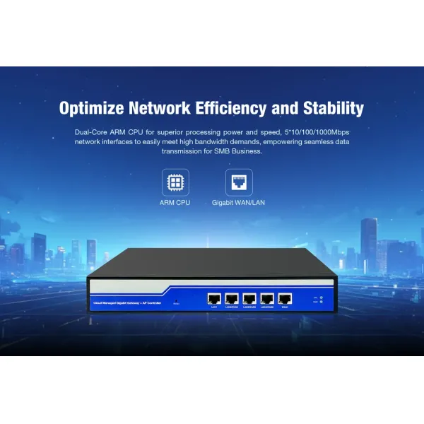 Multiple Function Gateway Support Ap Controller, SMS Authentication, Ipsec VPN, Cloud for Manage Gateway