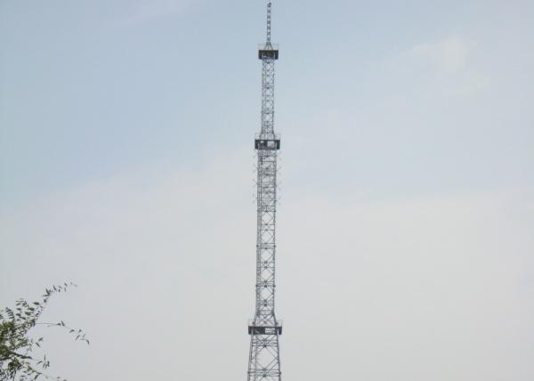 High Wind Speed Tv Antenna Pole Towers , 50m Silver Television Antenna Tower