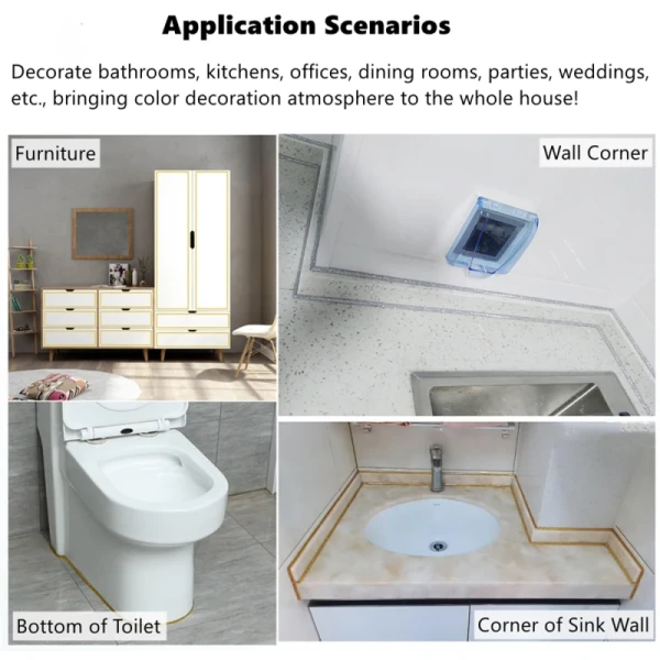 Self-Adhesive Ceramic Tile Gap Tape Mildewproof Decorative Edges Strip Corner Side Stickers Custom Cutting Service