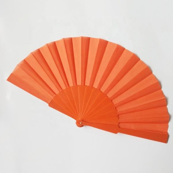 [I AM YOUR FANS] Sufficient Stock White Fabric Wholesale Summer Solid Color Plastic Promotional Hand Fan