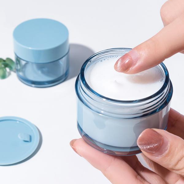 Frasco plástico azul 10ml do creme de cara da etiqueta PETG da etiqueta a 50ml