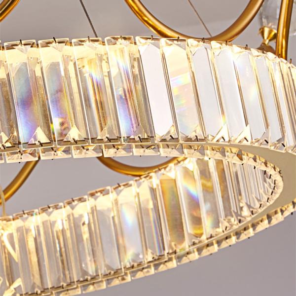 Round Creative Children Bedroom LED Crystal Pendant Light Clear Metal Gold