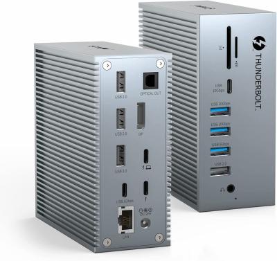 Usb C Dock HDMI 4k 60hz 16 em 1 Docking Station Plug and Play Conveniência Cor Prateada