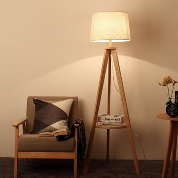 Modern wooden fabric living room bedroom floor lamp night wooden tripod floor lamp(WH-WFL-14)