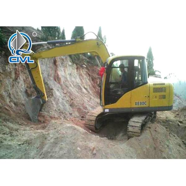 Diesel 0.34m³ Hydraulic Crawler Crane XCMG XE80 for Construction , Yellow