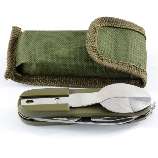 US Portable Folding Style Outdoor Camping Tableware Set Stainless Steel Knife Fork Spoon