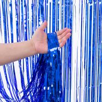 Birthday Celebrations And Events Blue Tinsel Backdrop Plastic Party Decoration Scene Brightens