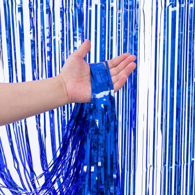 1*2m Blue Fringe Backdrop Metallic Tinsel Foil Fringe Curtains