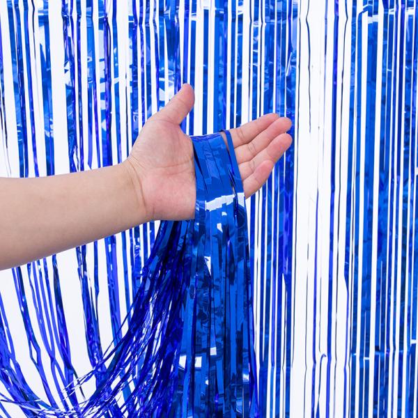 1*2m Blue Fringe Backdrop Metallic Tinsel Foil Fringe Curtains