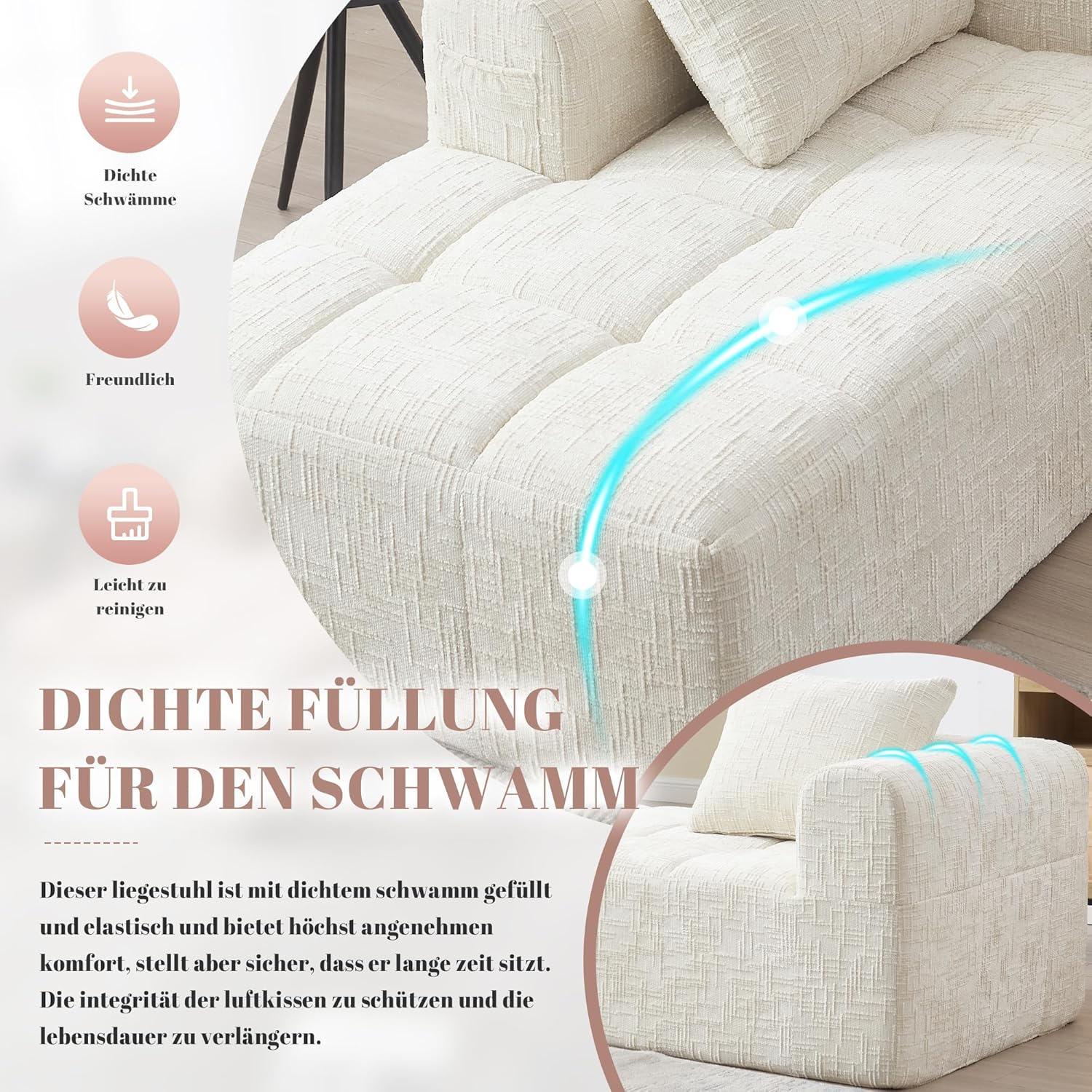 Modern Single Seater Upholstered Modular Sectional Sofa Cushion Chaise Longue Sofa Could Couch Compressed Sofa for Living Room