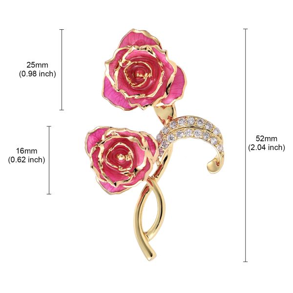 24k Gilded Rose Factory Wholesale Adorable Girls Rose Shaped Brooch Unique Gold Dipped Rose