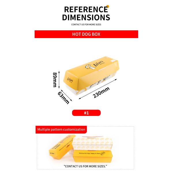 Food Grade Packaging Kraft Paper Boxes Food Sandwich Container Hot Dog Box