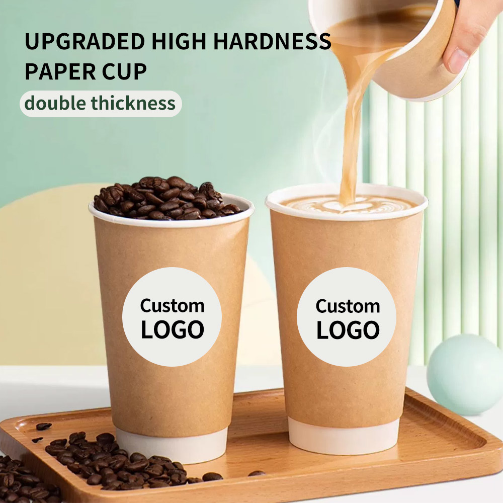 Biodegradable 8Oz 12Oz 16Oz Print Logo Double Wall Paper Cup For Hot Drinks