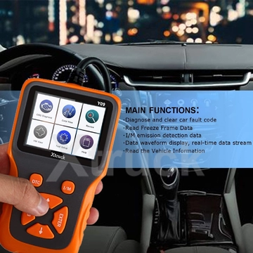 Xtruck Y09 Bluetooth OBD2 Scanner with Color Screen for 1996+ Vehicles and 12V Compatibility