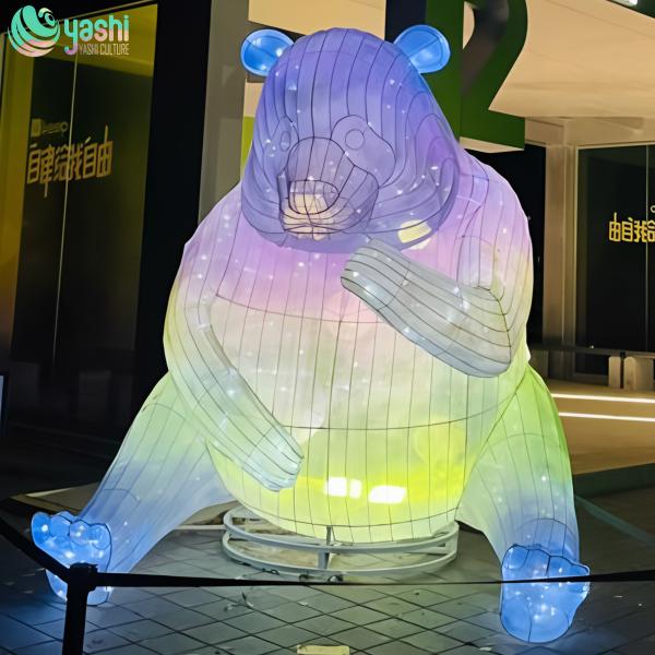 Linterna de escultura de oso iluminada por LED para decoraciones de zoológicos y jardines
