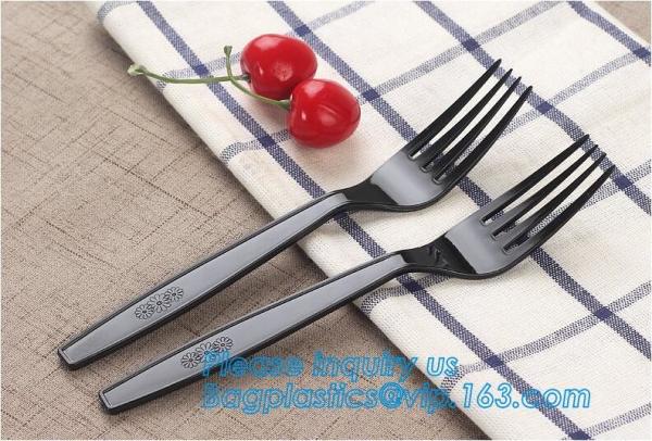 7in1 FDA Aviation Heavyweight Disposable Clear Plastic Camping Cutlery Set with Napkin,Fork Spoon Knife Fork Set For Fla