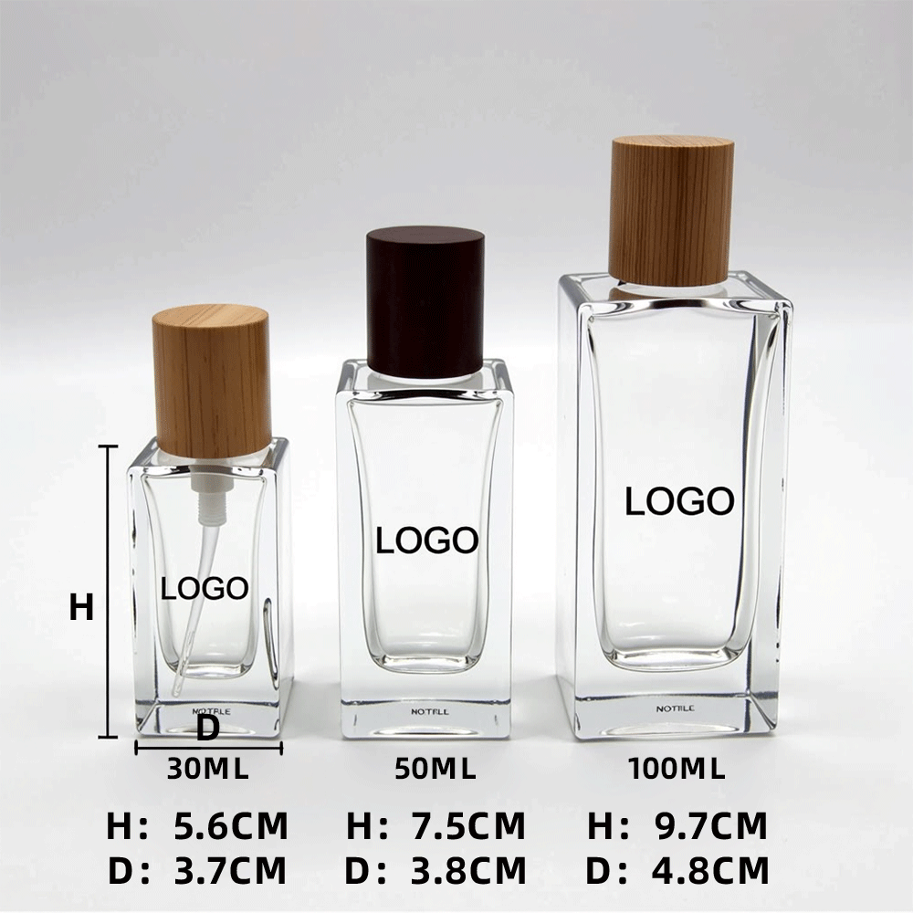 Food Safe Refillable Perfume Glass Bottle With Wooden Cap Empty Cosmetic Container