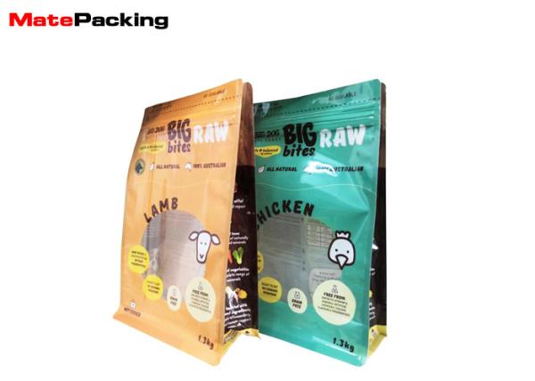 Food Grade Flat Bottom Pet Food Packaging Bags With Zipper / Clear Window