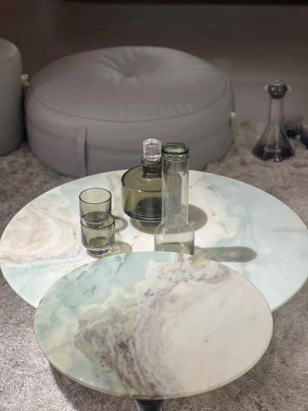 Mesa de centro redonda de mármol italiano duradera resistente al agua, mesa de cóctel de mármol