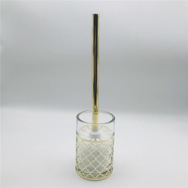 Clear Glass Bathroom Accessories Set With Golden Swirl Design Luxury