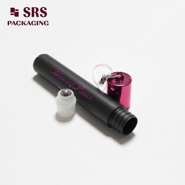 SRS Empty Cosmetic Plastic Roller Ball Bottles Black Color 8ml With Hook