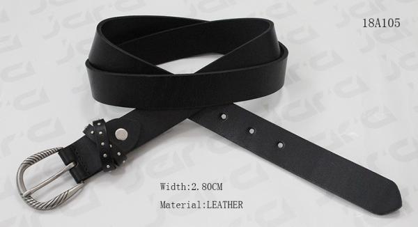 Silver Buckle Ladies Leather Belts For Jeans , 2.8cm Width Ladies Black Leather Belt