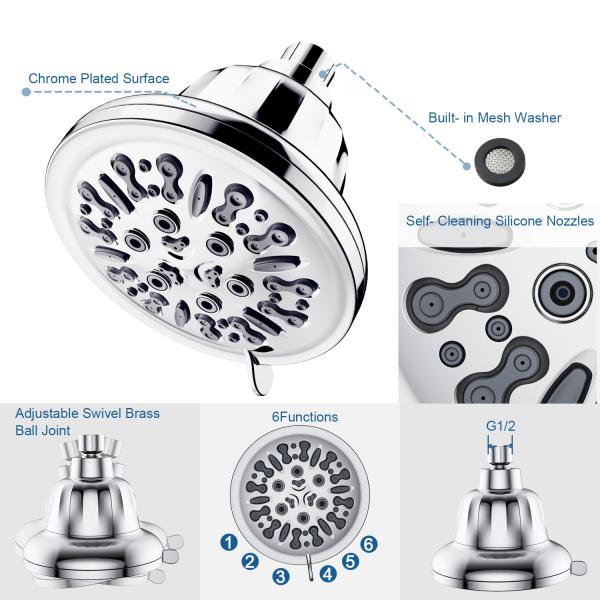Experience a Spa-like Shower with our Adjustable Brass Swivel Ball Joint Shower Head