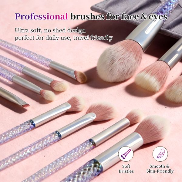 Dreamy Rainbow Makeup Brush Set with Rainbow Electroplated Handles, 300,000+ Ultra-Fine Synthetic Fibers, and Multi-Functional Cosmetic Brush Kit